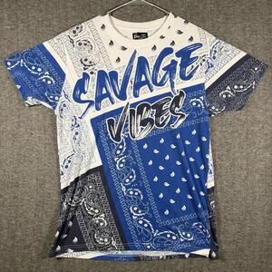 One Color Nation Shirt Savage Vibes Bandana Graphic T Shirt Mens L AOP Street